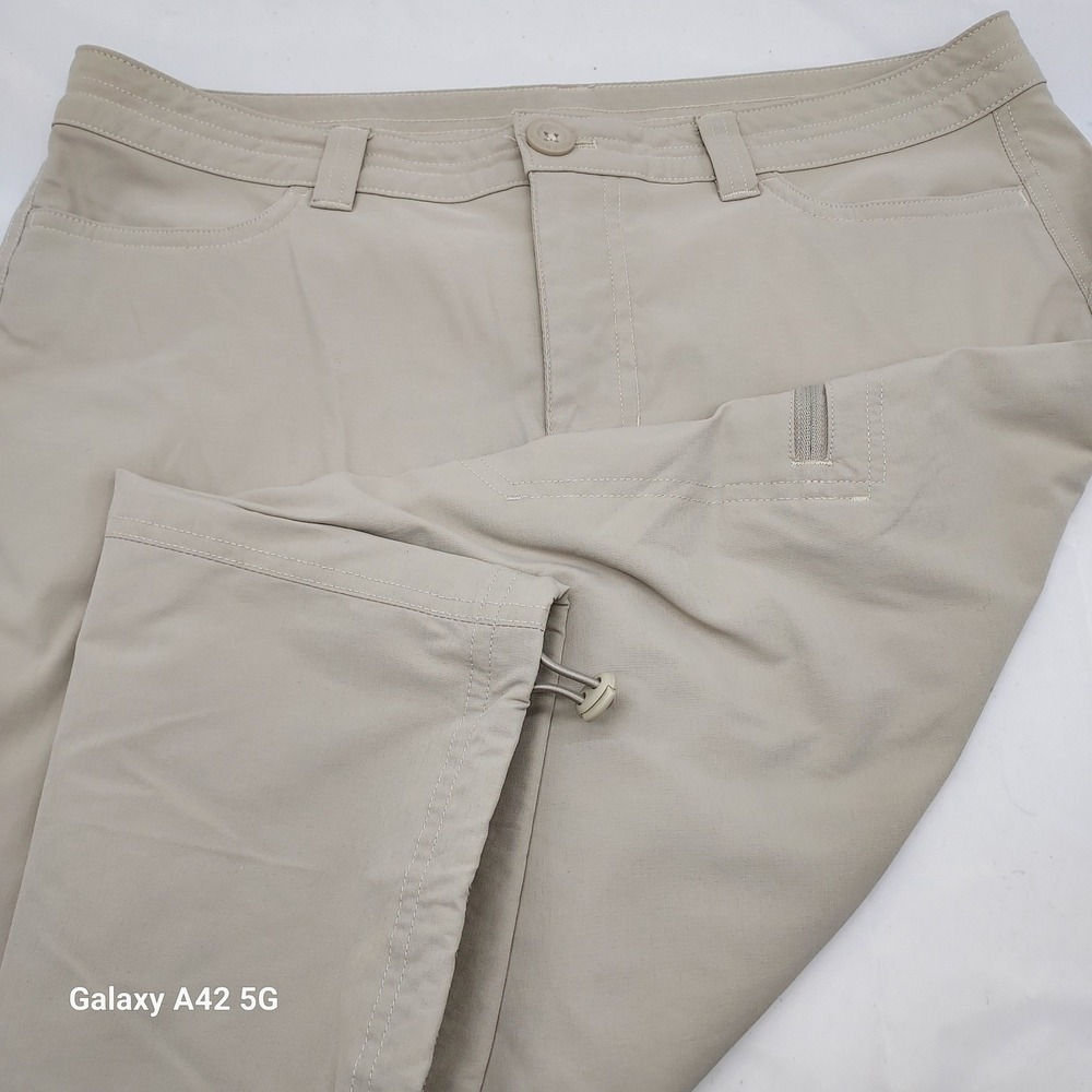 Eddie Bauer Outdoor Performance Hiking Pant Khaki Tan Adjustable Hem Zip Pocket